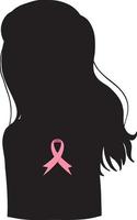 Woman silhouette with pink ribbon vector