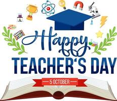 World teacher's day lettering banner with mortarboard hat vector