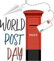 World Post Day word logo with a postbox vector