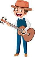 A male musician cartoon character on white background vector