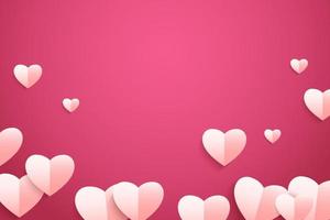 fondo del día de san valentín. Ilustración de corazón de papel volando sobre fondo rosa vector
