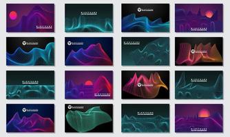 stock illustration set collection abstract digital landscape particles stars background