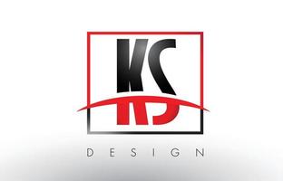 KS K S Logo Letters with Red and Black Colors and Swoosh. vector