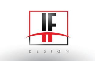 IF I F Logo Letters with Red and Black Colors and Swoosh. vector