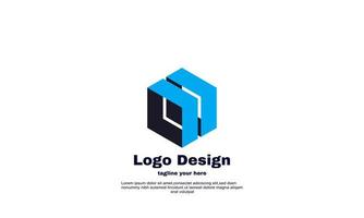 abstract hexagon logo vector cube creative blue color