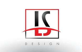 LS L S Logo Letters with Red and Black Colors and Swoosh. vector