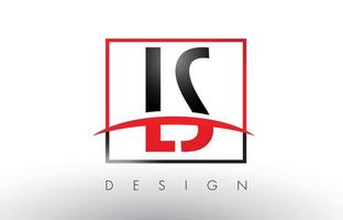 LS L S Logo Letters with Red and Black Colors and Swoosh. vector