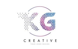 KG K G Pink Magenta Dotted Bubble Letter Logo Design Vector
