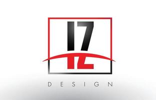 IZ I Z Logo Letters with Red and Black Colors and Swoosh. vector