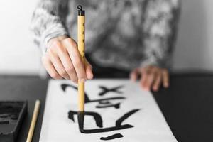 japanese lettering with paint