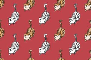 Cute tiger seamless pattern cartoon vector