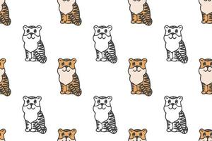 Cute tiger seamless pattern cartoon, vector