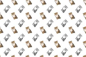 Cute tiger seamless pattern cartoon, vector