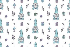 Cute Gnomes seamless pattern vector