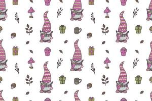 Cute Gnomes seamless pattern, wallpaper vector