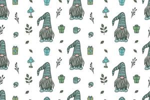 Cute Gnomes seamless pattern vector