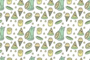 Cats and food seamless pattern vector