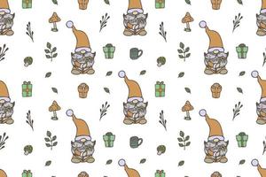 Cute Gnomes seamless pattern, wallpaper vector