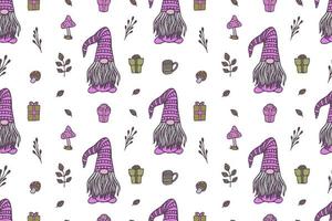 Cute Gnomes seamless pattern vector