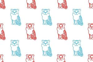 Cute tiger seamless pattern cartoon, vector