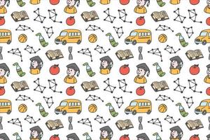 Hand drawn back to school seamless pattern art vector