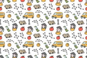 Hand drawn back to school seamless pattern art vector