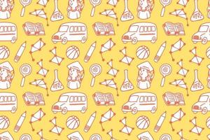 Hand drawn back to school seamless pattern art vector
