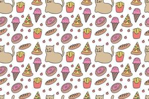 Cats and food seamless pattern vector