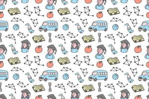 Hand drawn back to school seamless pattern art vector