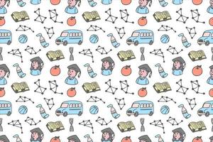 Hand drawn back to school seamless pattern art vector