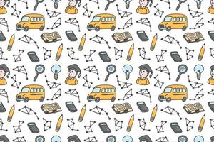 Hand drawn back to school seamless pattern art vector