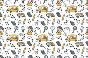 Hand drawn back to school seamless pattern art vector