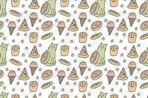 Cats and food seamless pattern vector