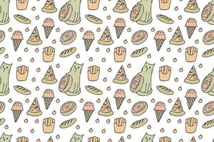 Cats and food seamless pattern vector