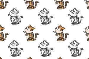 Cute tiger seamless pattern cartoon vector