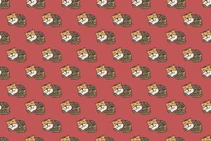 Cute tiger seamless pattern cartoon vector