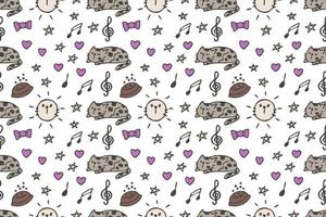 Cat seamless pattern cartoon vector