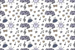 Cat seamless pattern cartoon vector