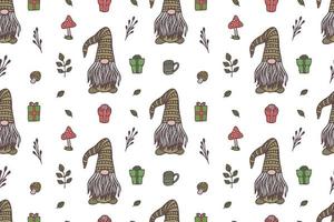 Cute Gnomes seamless pattern vector