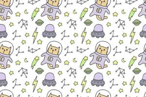 Cute cat seamless pattern style vector