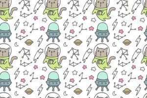 Cute cat seamless pattern style vector