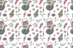 Cute cat seamless pattern style vector