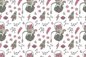 Cute cat seamless pattern style vector