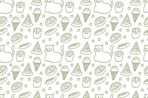 Cats and food seamless pattern vector