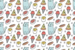 Cats and food seamless pattern vector