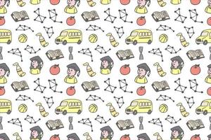 Hand drawn back to school seamless pattern art vector