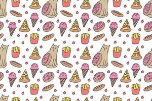 Cats and food seamless pattern vector