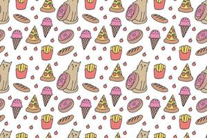 Cats and food seamless pattern vector