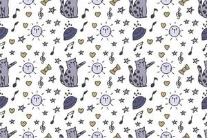 Cat seamless pattern cartoon vector