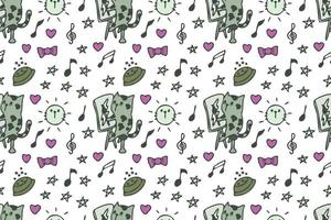 Cat seamless pattern cartoon vector